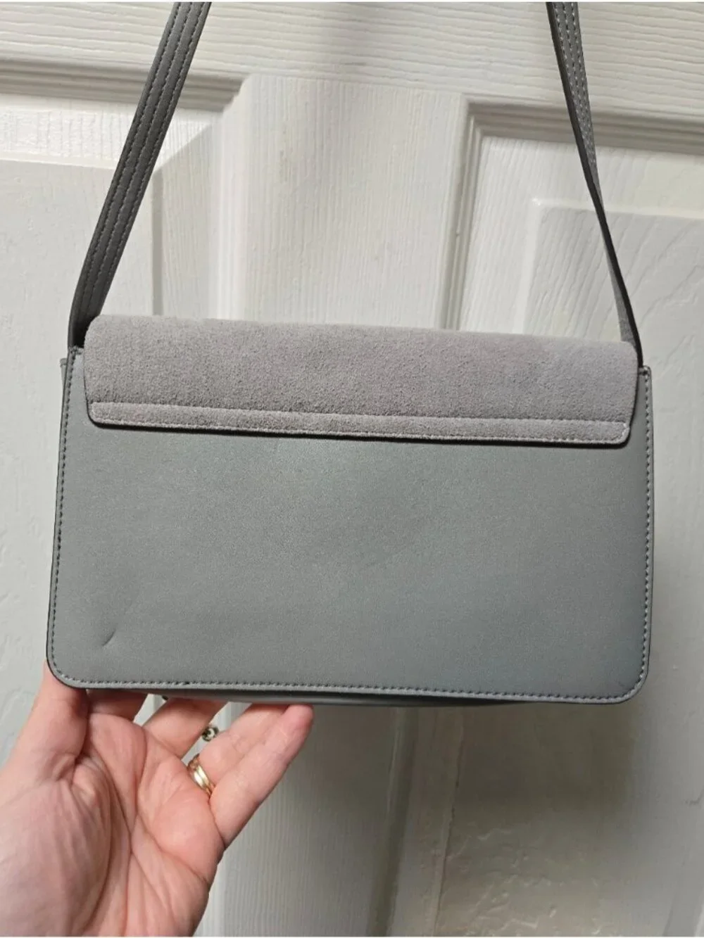 Chloé Chloe Small Faye Leather & Suede Shoulder Crossbody Bag Gray 02-15-99-65 - Picture 5 of 12